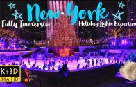 8k 3D New York City Christmas Lights Walk -Saks Fifth Ave Light show , Rockafeller Tree Skating 2022