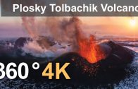 360°, Eruption of Plosky Tolbachik Volcano, Kamchatka, Russia, 4K aerial video