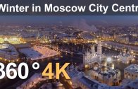 360°, Winter in Moscow City Centre, Russia, 4K aerial video